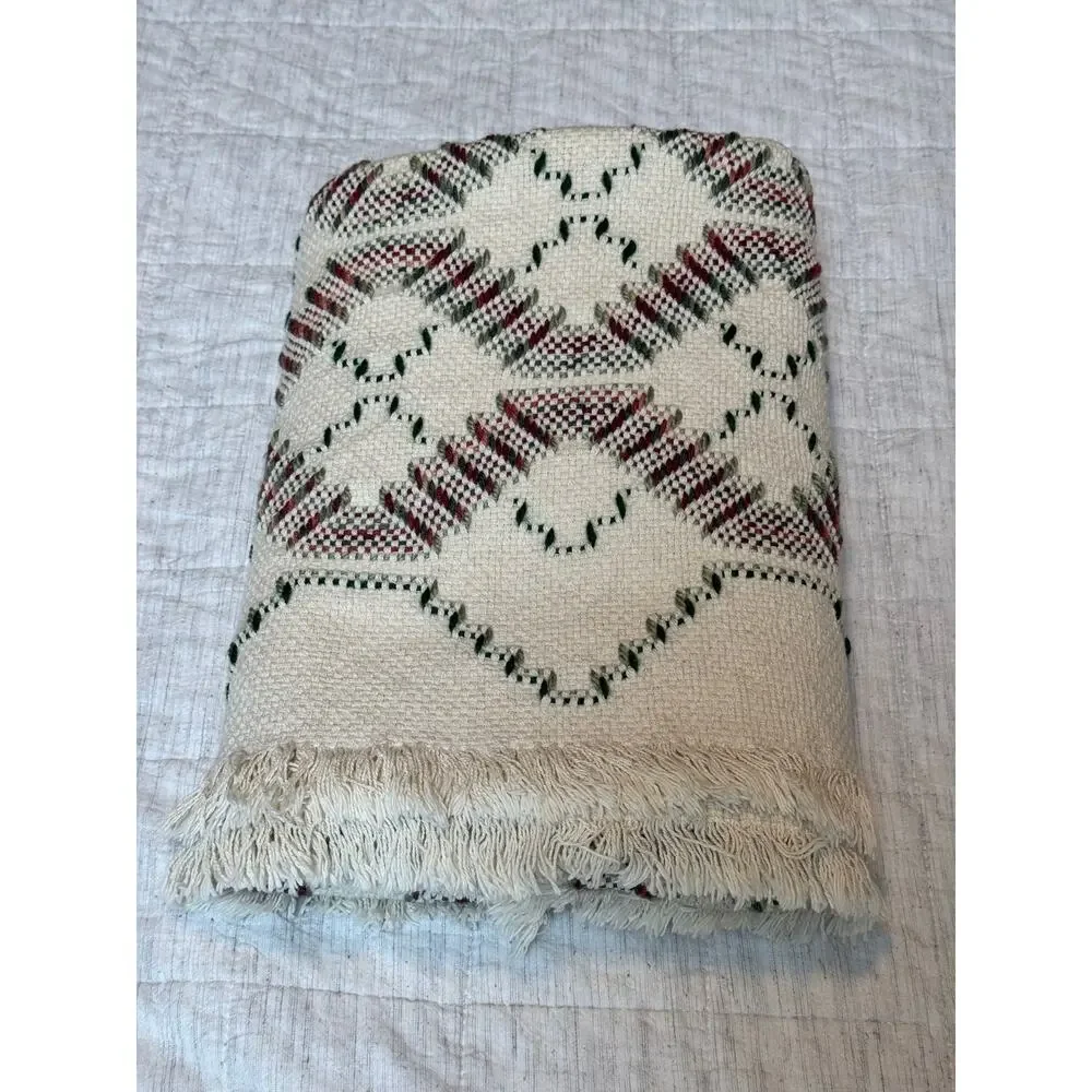 Handmade Swedish Weaving Blanket Square Afghan Throw Blanket Diamond Geometric